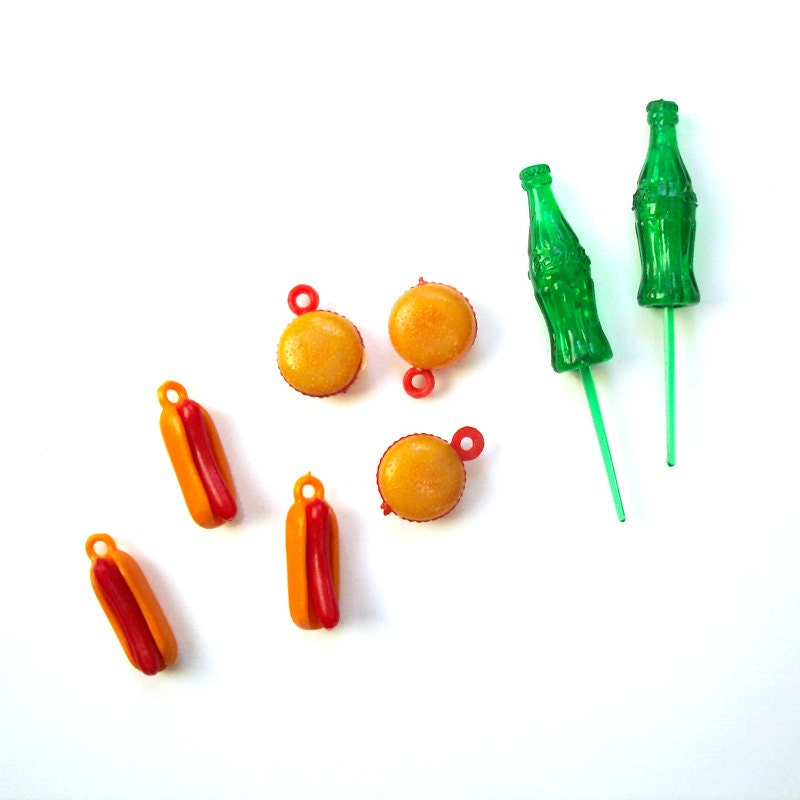 Vintage Soda Pop Shop Cupcake Topper Set Retro Diner Hamburger Hot Dog Soda Cake Toppers 12 Il_570xn