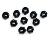 Black geometrical Hex beads Czech glass spacers, screw-nut shape - 7x9mm - 10Pc - 0435 - MayaHoney Black geometrical Hex beads Czech glass spacers, screw-nut shape - 7x9mm - 10Pc - 0435 - MayaHoney