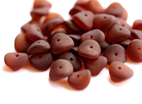 Seaglass brown Czech glass spacer beads, wavy rondels, rondelle - 4x9mm - 25Pc - 0456