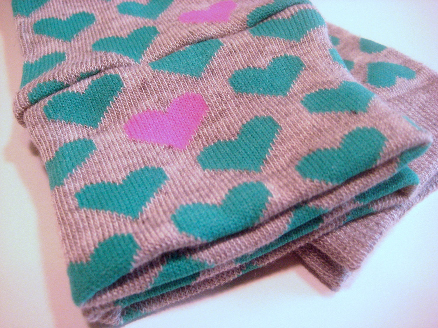Grey Baby Leggings with Teal and Pink Hearts
