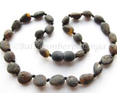 Raw Unpolished Black Baltic Amber Baby Teething Necklace