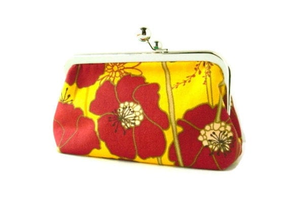 Clutch, makeup bag, Red Poppies
