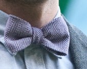 Herringbone Revised in Purple Bow Tie- ON SALE