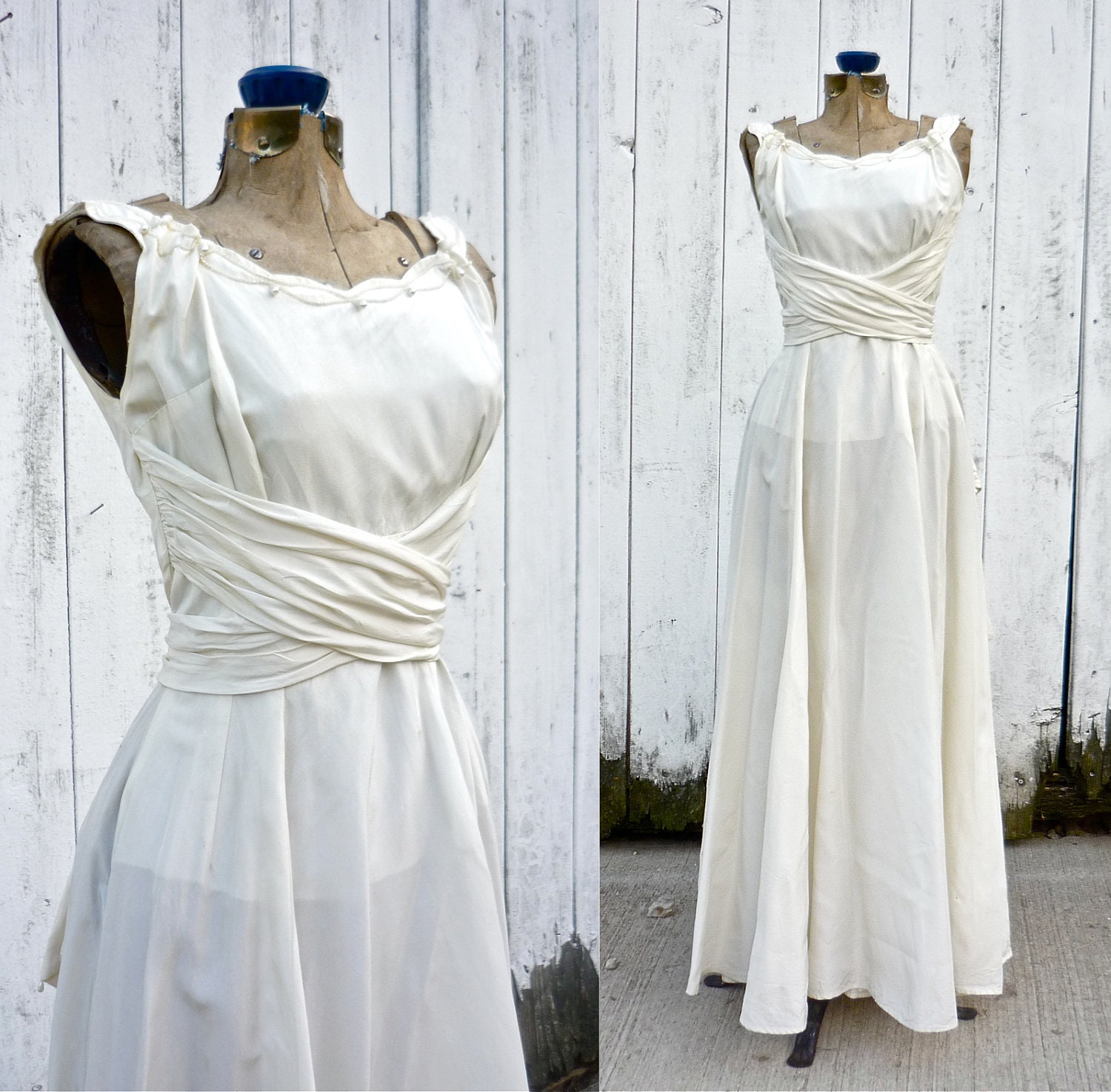 1940s wedding dress / vintage 40s wedding gown / Luminescence dress