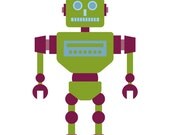 Robot Buddy Green 8 x 10 Digital Art Print (Unframed)