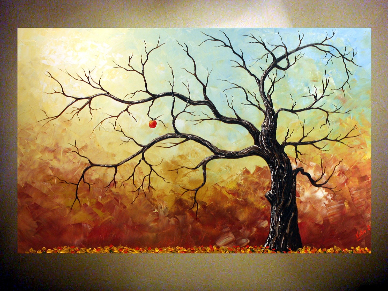 Original Large Abstract Contemporary Tree Landscape Modern Painting.Oil.Palette Knife.Impasto.Home Decor  36" .. - by Nata S.