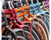 Still Life Photography, Bright Rainbow Bicycle Photograph, Venice Beach Bikes, Vibrant Fine Art Bicycle Photo - Parked In Venice (8x8)