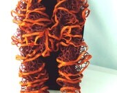 Girls Ruffle Scarf, Burgundy & Orange, READY TO SHIP
