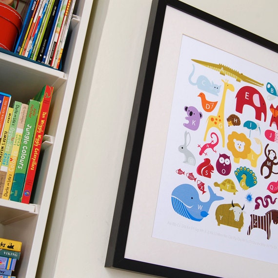 Animal Alphabet Print - modern nursery art poster - A3 (297 x 420 mm)