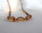 Vintage Pauline Rader Designer Necklace with Amber and Gold Beads