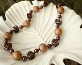 Brown Animal Print Necklace - Shades of Brown, Stripes, Earrings Included