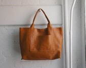 Large Horizontal Leather Bag - Cognac - made to order