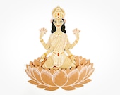Lakshmi the Goddess of Wealth and Beauty - Articulated Paper Doll by Dubrovskaya. Kraft paper, hand painted, MADE TO ORDER.