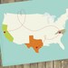 USA Map   Love Map Themed Customized Art Print -  8x10