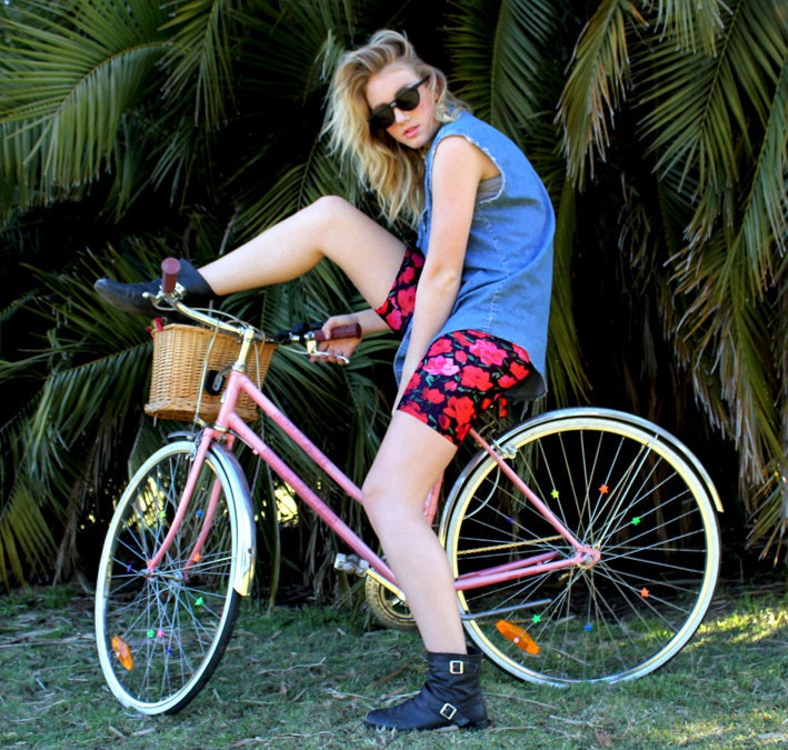 Bike shorts - Spring flower print bike pants - printed shorts