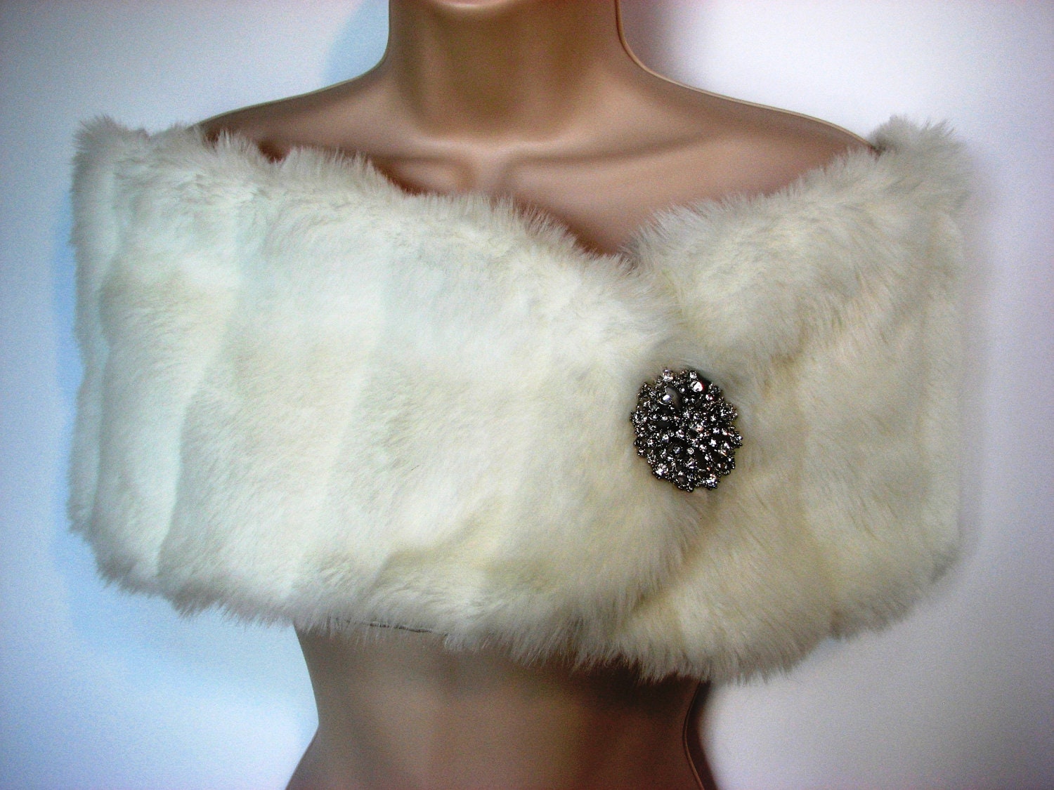 Faux Fur Wrap - Ivory, White, Black, Brown - Your Choice of Lining Color