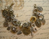 Industrial Chic Altered Art Steampunk Mixed Media Charm Bracelet Jewelry