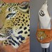 60s 70s tooled leather purse / Jaguar in the Oak / large leather bag
