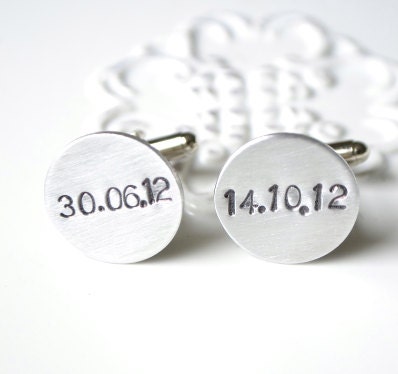 Reserved - 3 SETS Custom date cufflinks hand stamped