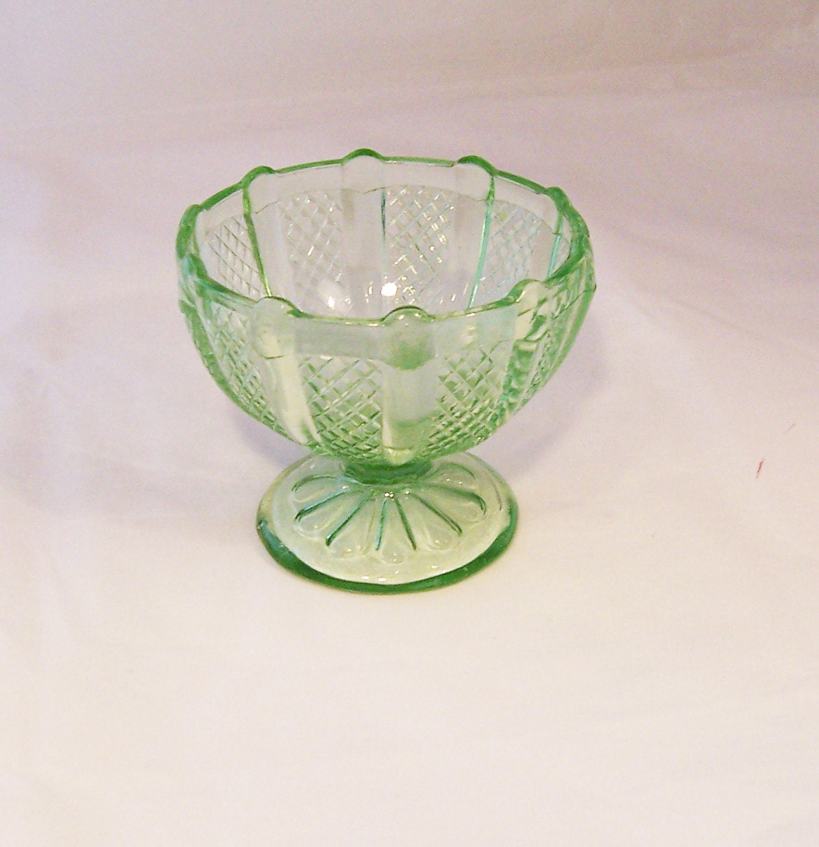Vintage Green Glass Ice Cream Cup Art Deco by thesecretcupboard