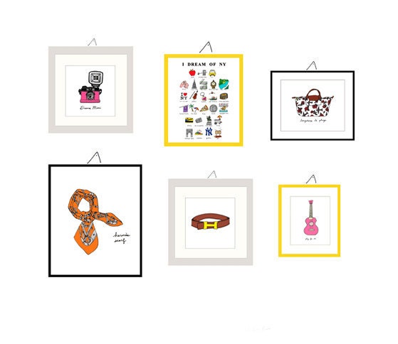 Hermes Scarf- Choose Your Color- 8x10 Illustration Print