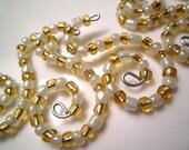 5 Beaded Ornament Hangers:  Whimsical Curves in Pearlescent Cream and Translucent Gold