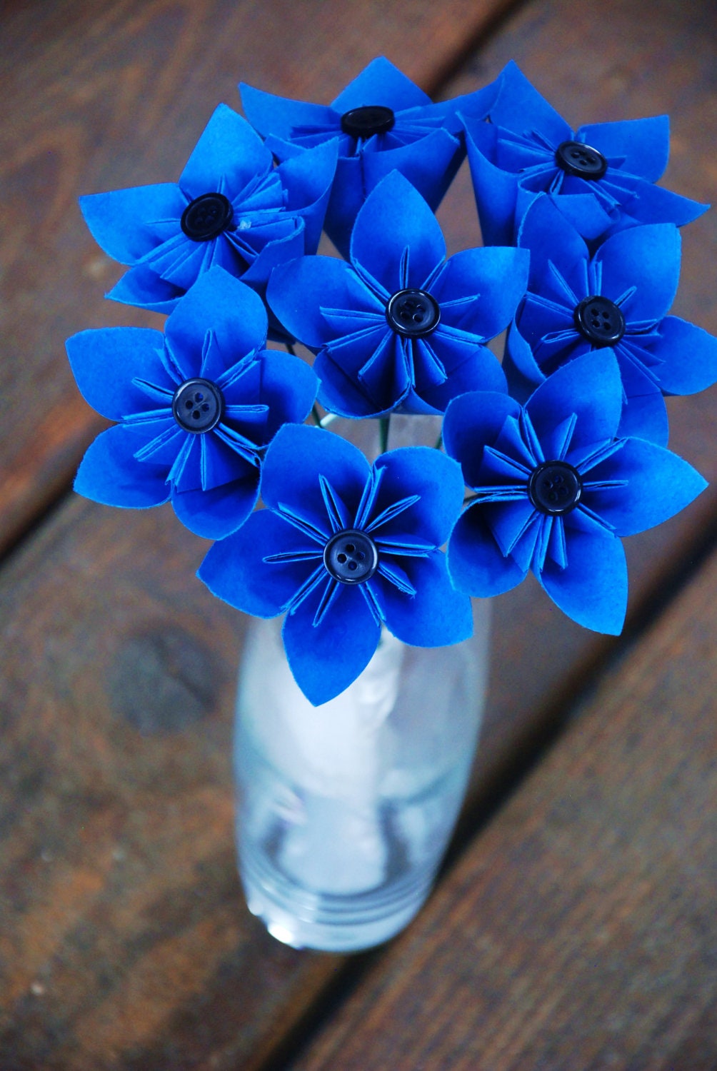 Blue Origami Flower Bouquet