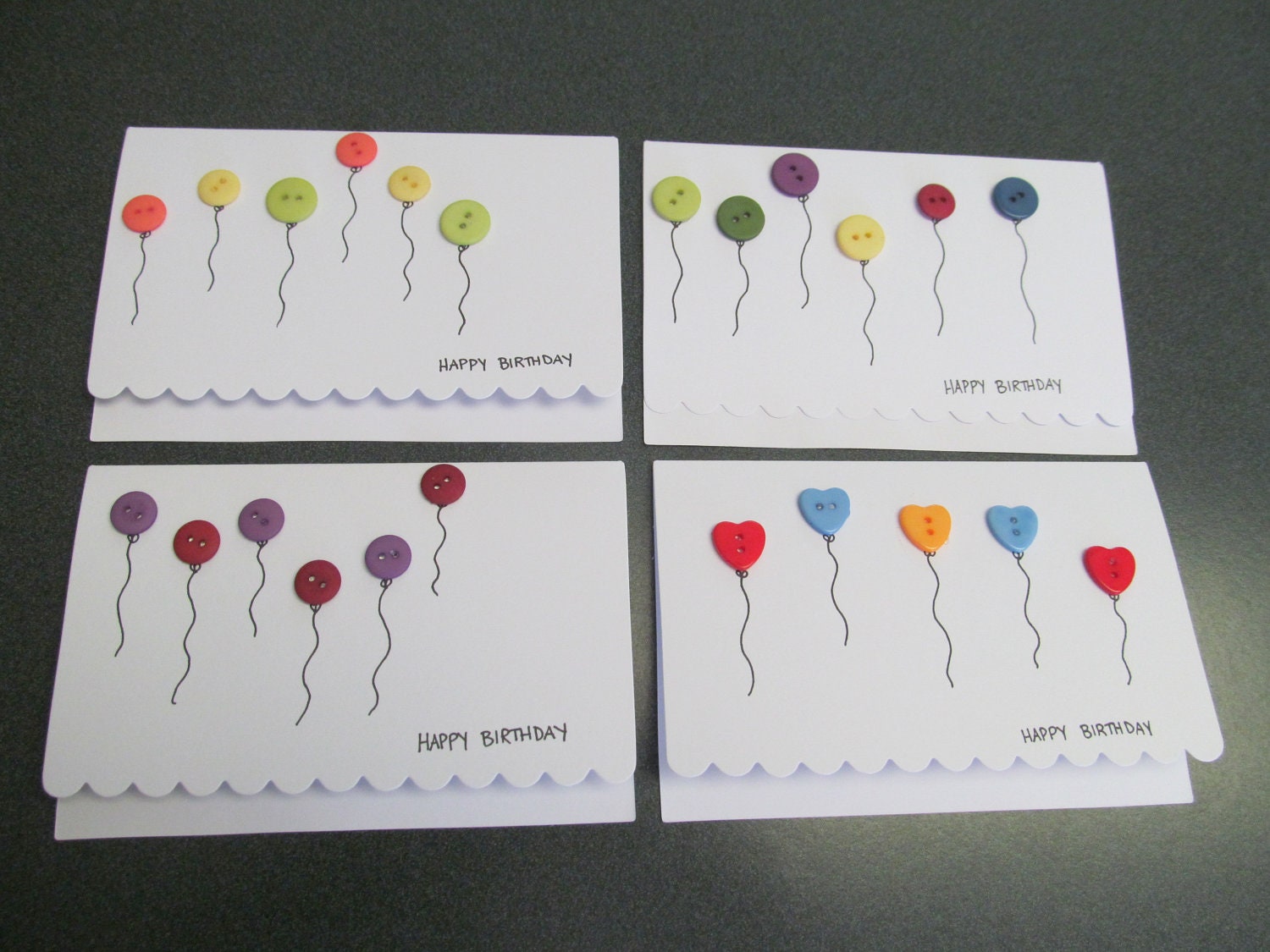 Set of 4 Happy Birthday Balloon Cards