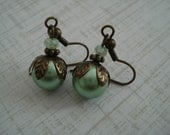 Sea Green Pearl Earrings