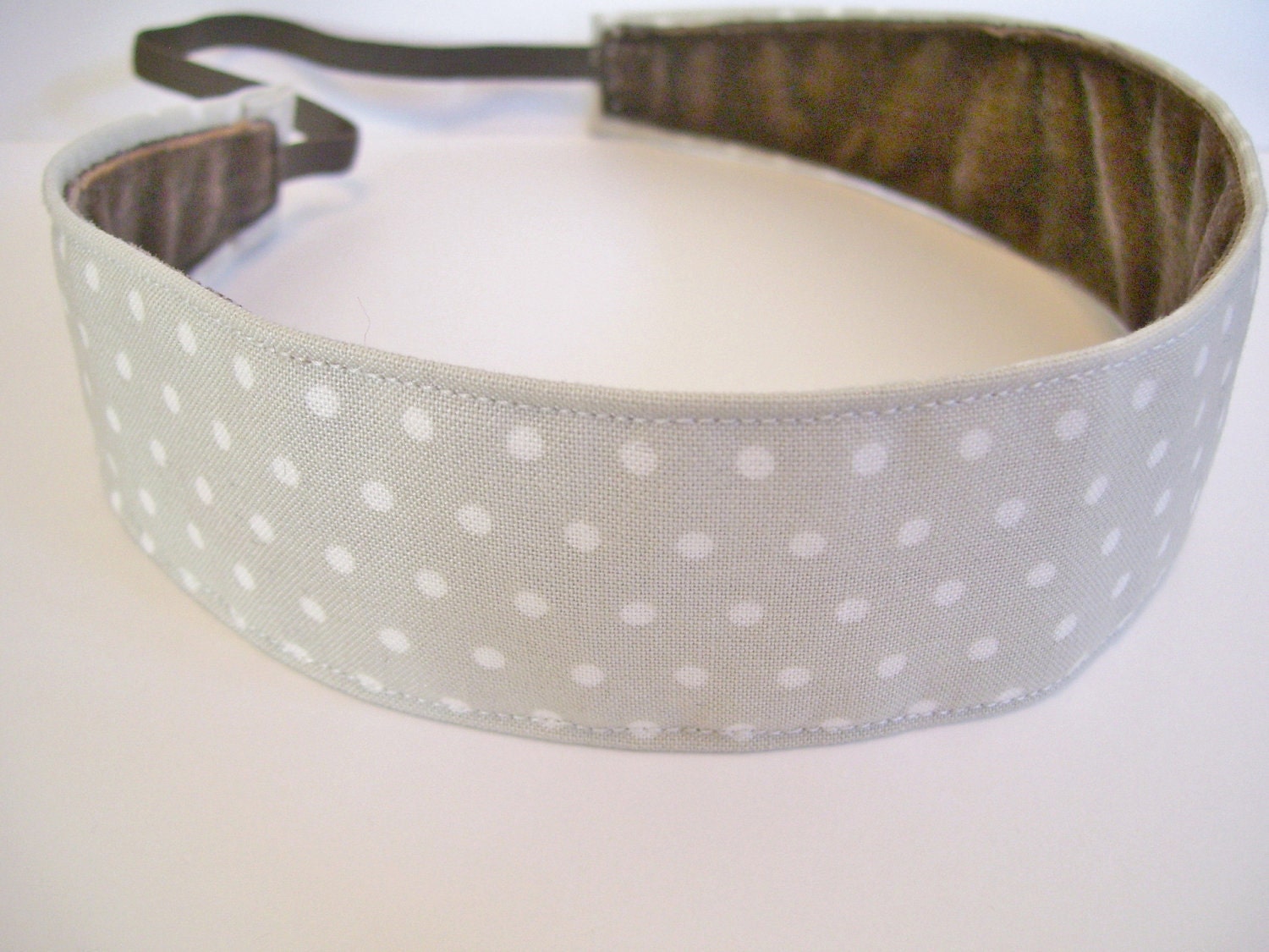Pebble and Cream Polka Dot Fabric No Slip Headband