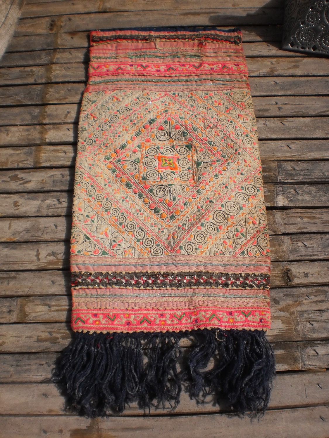 Embroided Tribal Textile Panel By The Hmong Hilltribe People