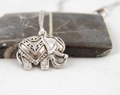 Elephant Necklace, Antiquated Silver, 25mm