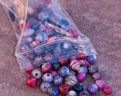 Round Recycled Paper Beads, Purple and Pink Loose Bead Mix