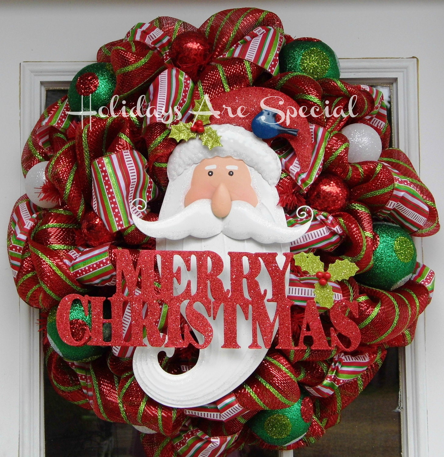 Christmas Santa Mesh Wreath