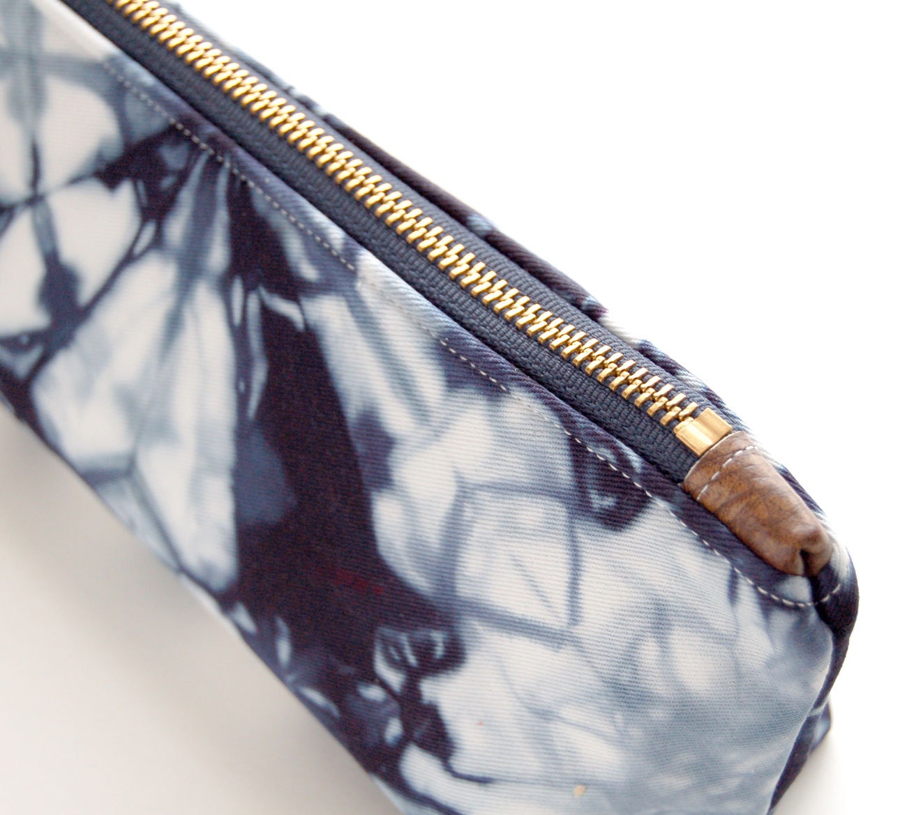 100% Organic Cotton Shibori Clutch - Navy Shibori Wristlet Clutch - Marine