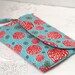 Clutch Purse Blue and Red Floral, zippered purse, mobile phone clutch with detachable wrist strap