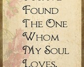 Love Song of Solomon Wedding Gift Anniversary Nursery Decor Floral Vintage Feel Tan Brown Rose Warm, 8 x 10 Word Art Print