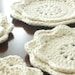 Doily Crochet Rose Petal Coaster Set of 4 - Off White - Round 5" / 12.5cm