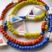 Colorblock necklace embroidered triangles with Native American trade beads tribal modern jewelry