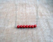 Red Coral Necklace /Birthstone Necklace/ Tiny Necklace/ Red Necklace