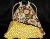 Car Seat Canopy - Floral and yellow polks dot