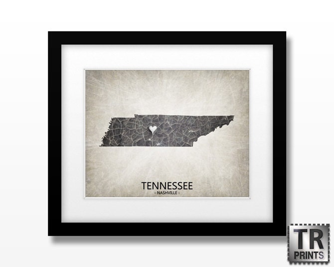 Tennessee State Map Art - Original Home Town Love Map - Custom Map Art Print 11x14 - TRPrints