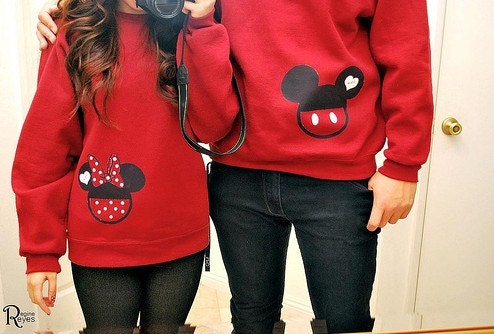 2 Sweatshirts - Mickey Mouse and Minnie Mouse - Disney Custom SweatShirts Personalized Applique