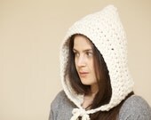 Pixie Hood - Crochet Hood Hat - Chunky Crochet Hood in Vanilla Cream - The Hood