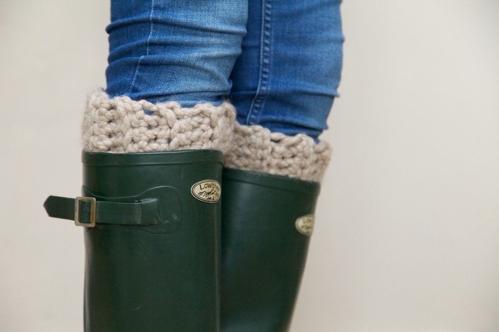 Chunky Boot Cuffs in Oatmeal - Boot Warmers - Boot Toppers