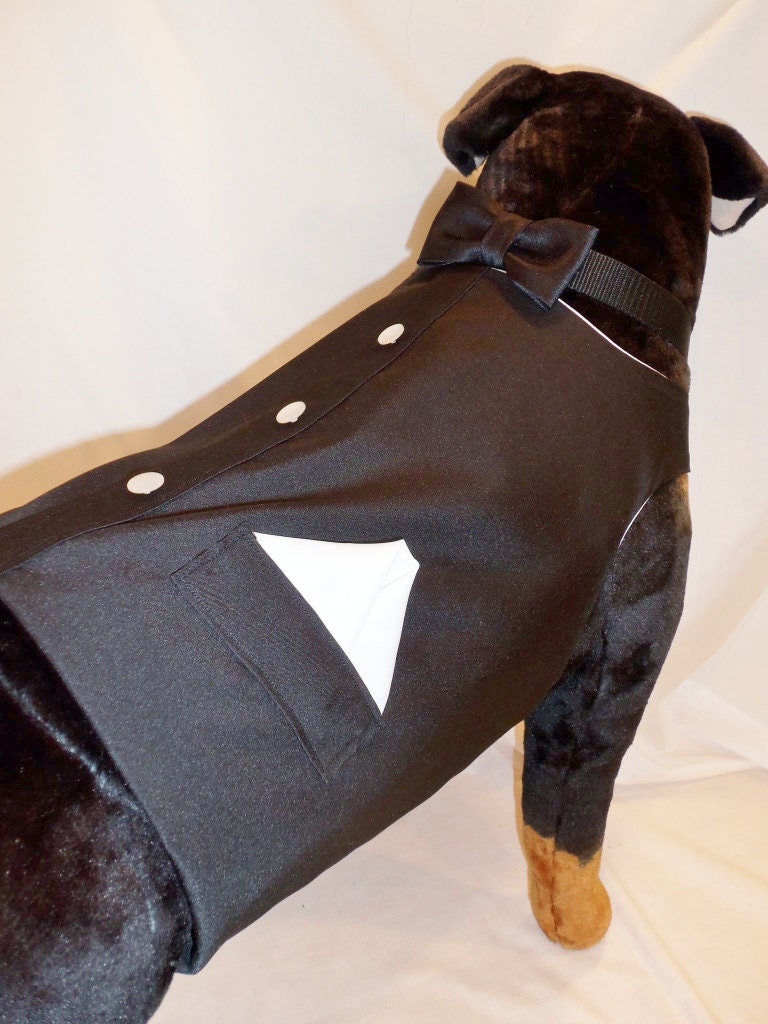 RockinDogs Custom Large Dog Tuxedo Vest and Bow Tie Collar Set. Match your wedding colors