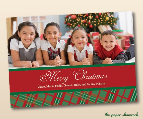 Plaid - Photo Christmas Card, Holiday Card, Holiday Greeting Card, Personalized Christmas Card Il_570xn