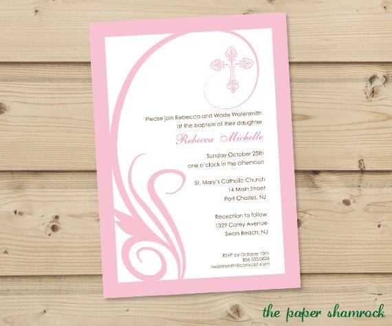 Swirl, First Communion Invitations, Baptism Invitations, Christening Invitations Il_570xn