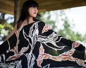 Beach Wedding bridesmaid gift wrap, pareo, sarong or extra large shawl - hand painted Fire and Ice original art chiffon on silk