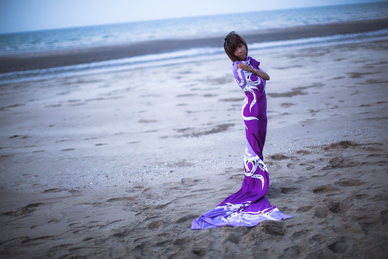 Sarong - Beach Cover Up - Purple, Violet - Pareo, Wrap, Stole, Shrug, Scarf - Extra Large, Extra Long - Bridesmaid Beach Gift - Hand Painted